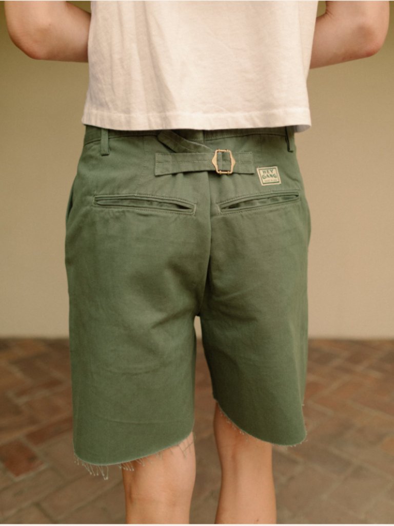 Hey Gang The Buckle Back Trouser Shorts Khaki — image 2 of 3